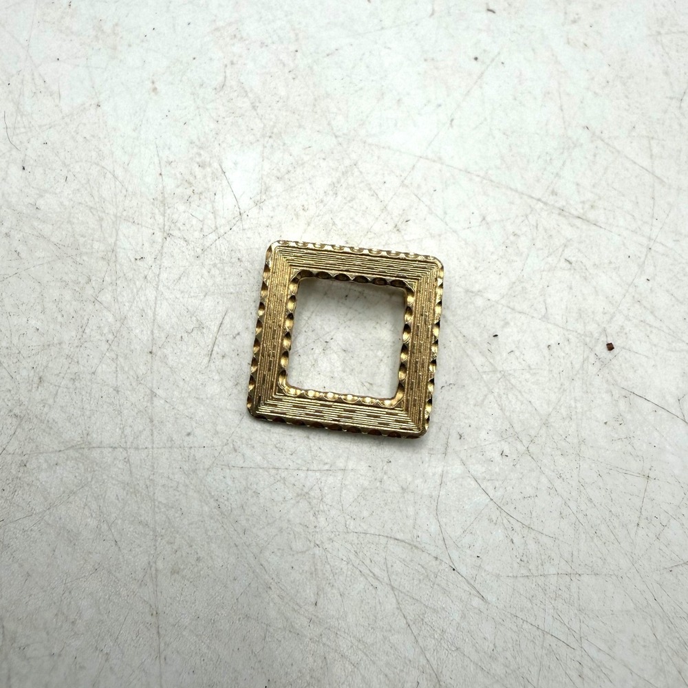 Vintage Gold Tone Square Brooch Textured Geometric Minimalist Lapel Pin